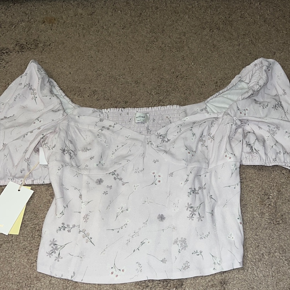 Purple floral blouse
